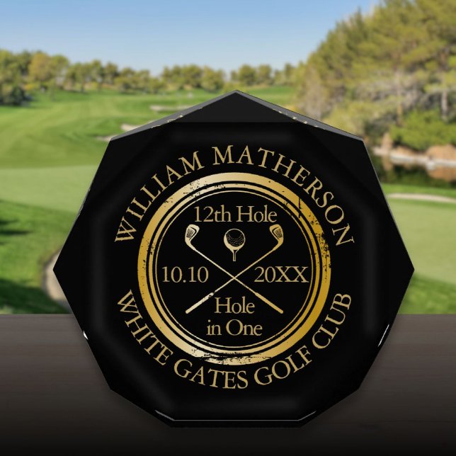 Golf Hole in One Black And Gold Acrylic Award (Golf Hole in One Black And Gold Acrylic Award)