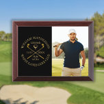 Golf Hole In One Black And Gold Photo Award Plaque<br><div class="desc">Personalize the golfer's photo,  name,  location hole number and date to create a great keepsake to celebrate that fantastic hole in one golf award. Designed by Thisisnotme©</div>