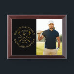 Golf Hole In One Black And Gold Photo Award Plaque<br><div class="desc">Personalize the golfer's photo,  name,  location hole number and date to create a great keepsake to celebrate that fantastic hole in one golf award. Designed by Thisisnotme©</div>