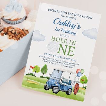 Golf Hole In One Boy First Birthday Par-tee Invitation by PixelPerfectionParty at Zazzle