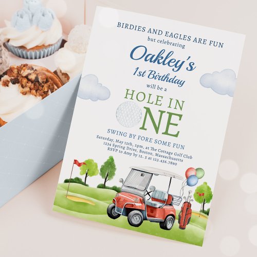 Golf Hole In One Boy First Birthday Par_Tee Invitation