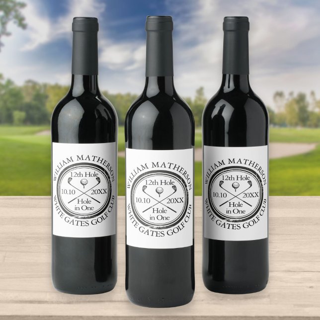 Golf Hole in One Celebration Personalized Wine Label (Creator Uploaded)