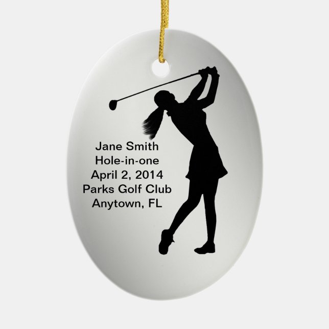 Golf Hole-in-one Commemoration Customizable Ceramic Ornament (Front)