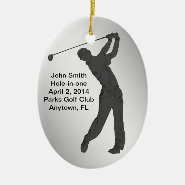 Golf Hole-in-one Commemoration Customizable Ceramic Ornament (Front)