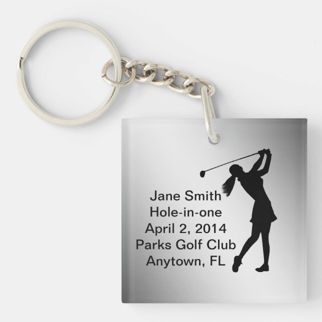 Golf Hole-in-one Commemoration Customizable Keychain (Front)