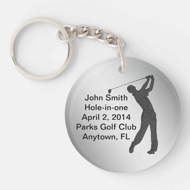 Golf Hole-in-one Commemoration Customizable Keychain (Front)