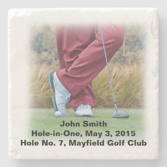 Golf Hole-in-one Commemoration Customizable Stone Coaster (Front)