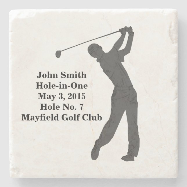 Golf Hole-in-one Commemoration Customizable Stone Coaster (Front)