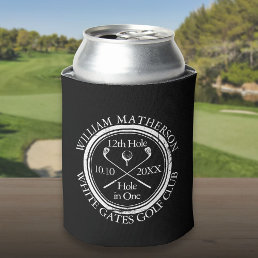 Golf Hole in One Custom Black And White Can Cooler