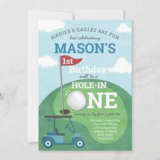 Golf Hole in One First Birthday Party Invitation