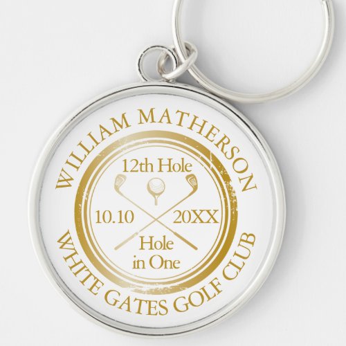Golf Hole in One Gold Personalized Keychain