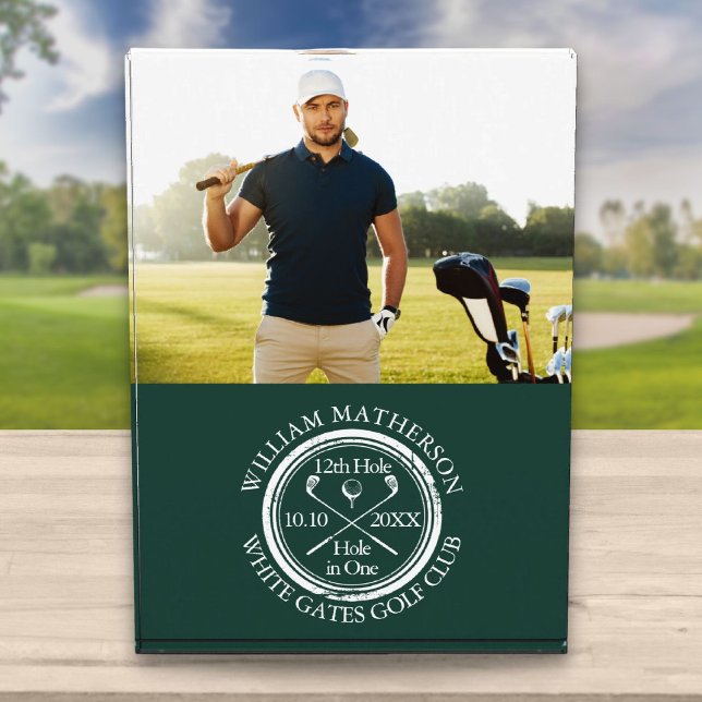 Golf Hole in One Golfer Photo Emerald Green Acrylic Award (Creator Uploaded)