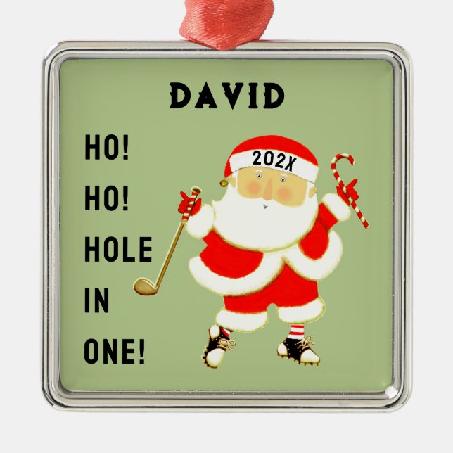 Golf Hole-in-one Keepsake Metal Ornament (Front)