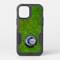 Golf Hole in One Modern Golf Ball Monogram Green OtterBox Commuter iPhone 12 Mini Case