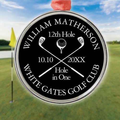 Golf Hole in One Personalized Award Metal Ornament