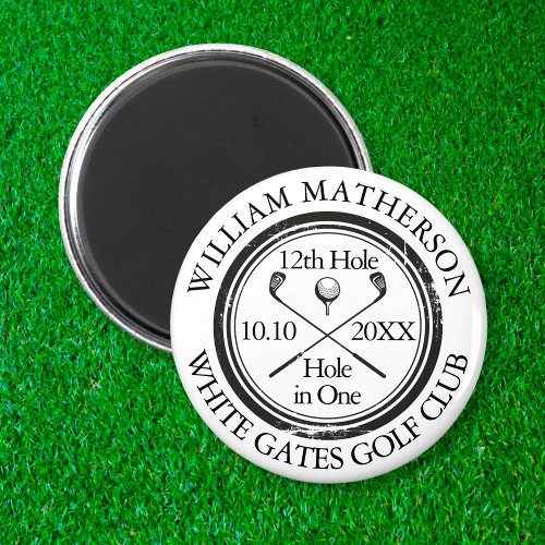 Golf Hole in One Personalized Retro Stamp Magnet