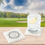 Golf Hole in One Personalized Stone Coaster<br><div class="desc">Featuring an aged stamp effect classic retro design. Personalize the name,  location hole number,  and date to create a great golf keepsake to celebrate that fantastic hole in one. Designed by Thisisnotme©</div>