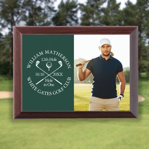 Golf Hole in One Photo Golfer Green Award Plaque