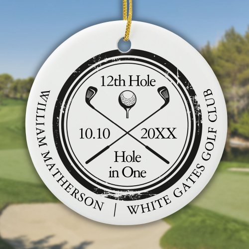 Golf Hole in One Retro Personalized  Ceramic Ornament