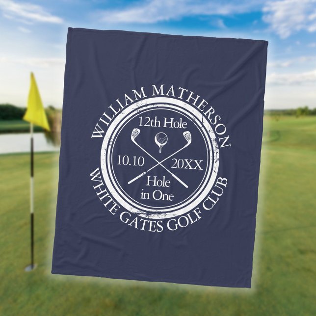 Golf Hole in One Royal Blue Personalized Fleece Blanket (Golf Hole in One Royal Blue Personalized Fleece Blanket)