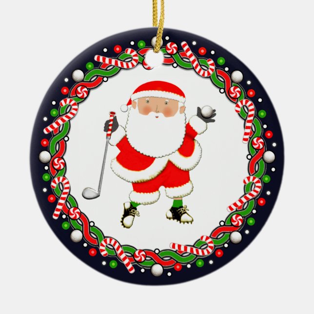 Golf Holiday Gift Ceramic Ornament (Front)