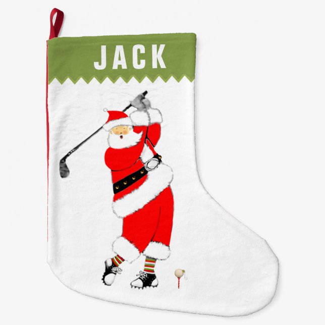 Golf Holiday Gift Large Christmas Stocking (Front)