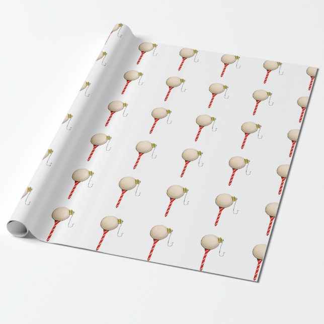 Golf Holiday Gift Wrapping Paper (Unrolled)