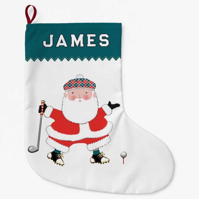 Golf Holiday Large Christmas Stocking (Front)