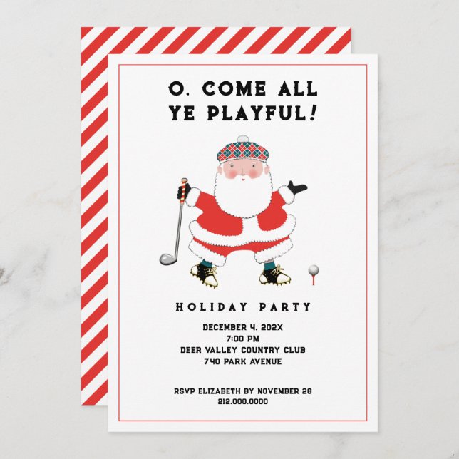 Golf Holiday Party Invitation (Front/Back)