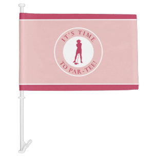 Golf Humor Funny Par Tee Golfer Ladies Magenta Red Car Flag