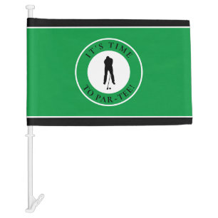 Golf Humor Funny Par Tee Golfer Mens Black & Green Car Flag