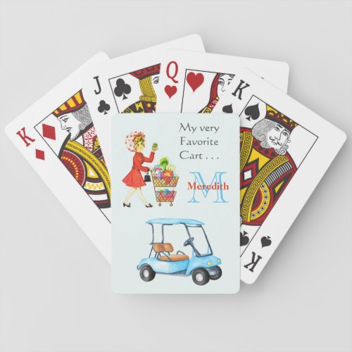 Golf Humor Grocery or Golf Cart Name Monogram   Playing Cards
