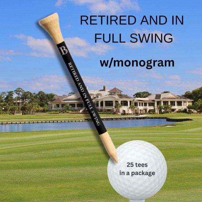 Golf Humor: RETIRED & IN FULL SWING MONOGRAM Tees (Creator Uploaded)