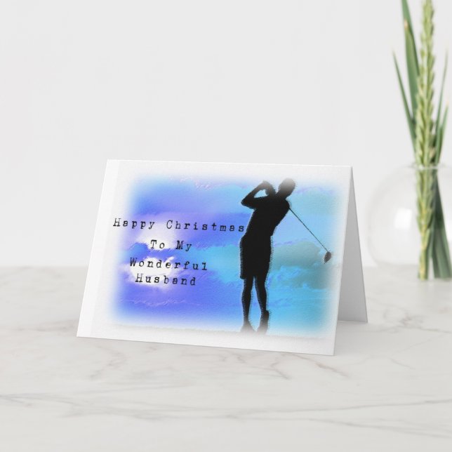 Golf Husband at Christmas Holiday Card (Front)