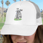 Golf Initial Monogram Trucker Hat<br><div class="desc">This all white hat features a stylish gray watercolor golf bag filled with clubs, sitting on a patch of green grass. The design includes a simple serif initial monogram placed right on the bag, making it feel like a natural part of the artwork. The letter is shown in a dark...</div>