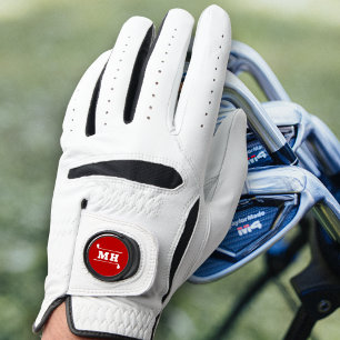 Golf Initials Classic Preppy Athletic Bold Red Glove