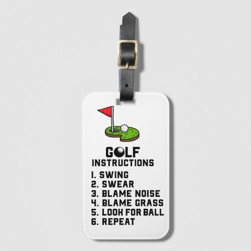 Golf Instruction Swing Swear at flag hole on green Luggage Tag