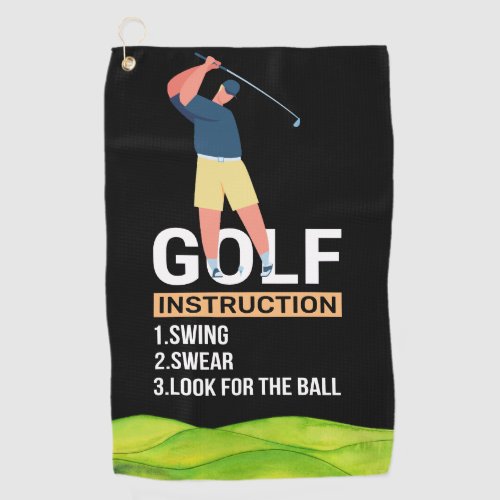 Golf Instruction Swing Swear Repeat  Golf Towel