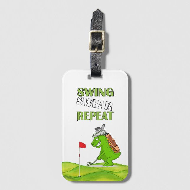 Golf Instruction Swing Swear Repeat  Luggage Tag (Front Vertical)