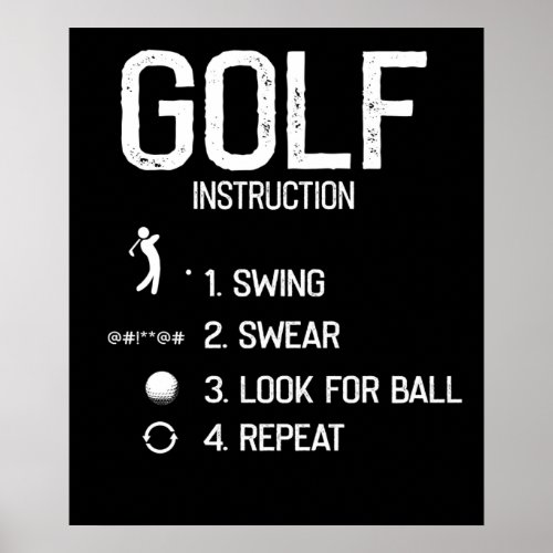 Golf Instructions funny Golf Poster
