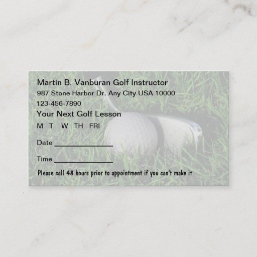 Customizable Golf Instructor Appointment Cards Business Card Templates