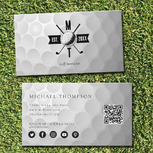 Golf Instructor Business Social Media QR Code  Business Card