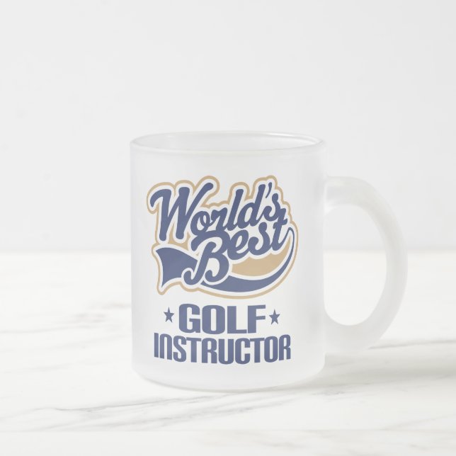 Golf Instructor Gift Frosted Glass Coffee Mug (Right)