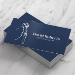 Golf Instructor Golf Swing Coach Navy Blue Business Card<br><div class="desc">Professional Golf Instructor Business Cards.</div>