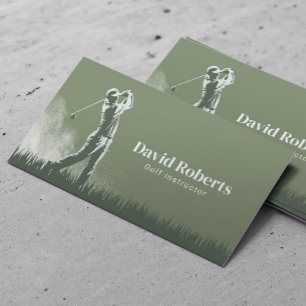 Golf Instructor Golf Swing Coach Sage Green Business Card