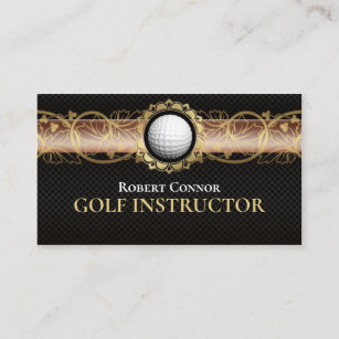 Golf Instructor Golfer Club Luxury Dark Business Card