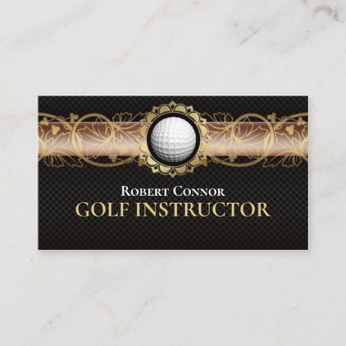 Golf Instructor Golfer Club Luxury Dark Business Card