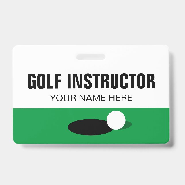 Golf Instructor name badge with clip or lanyard (Front)