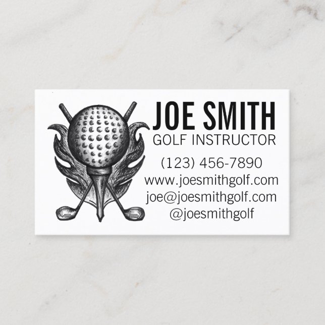Golf Instructor Pro Golfer Course Ball Clubs Tee Business Card (Front)