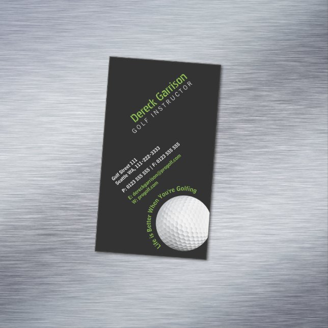 Golf Instructor | Professional Black Business Card Magnet (In Situ)